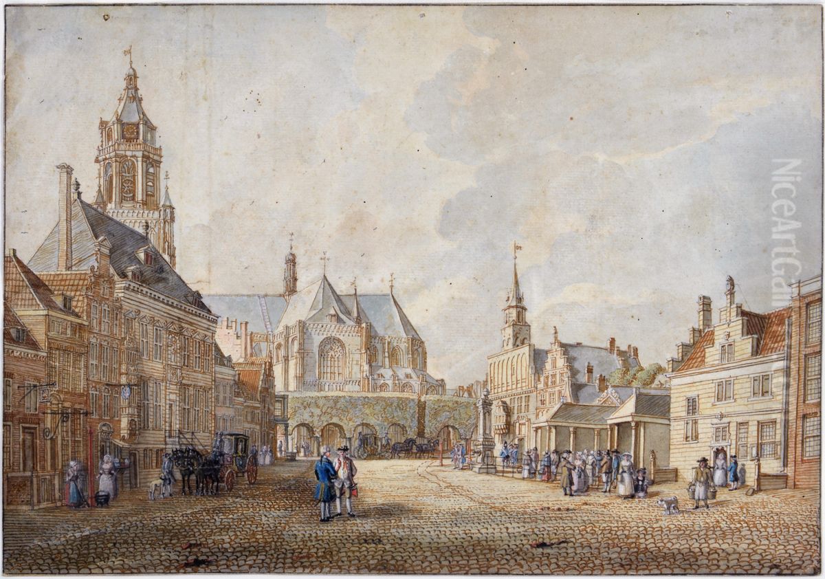 The Grote Markt in Arnhem from the south Oil Painting by Jan De Beijer