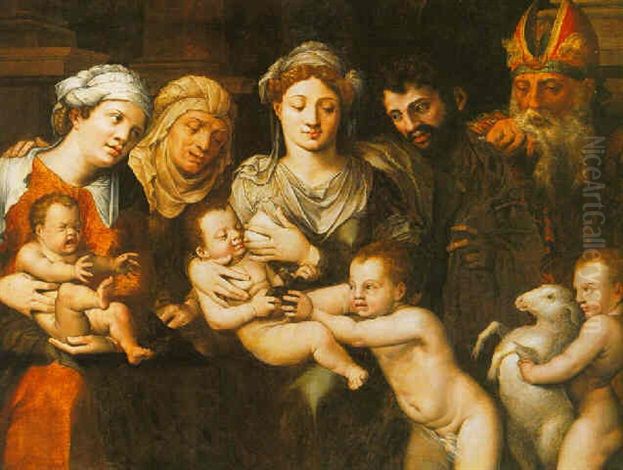 The Holy Kinship Oil Painting by Vincent Sellaer