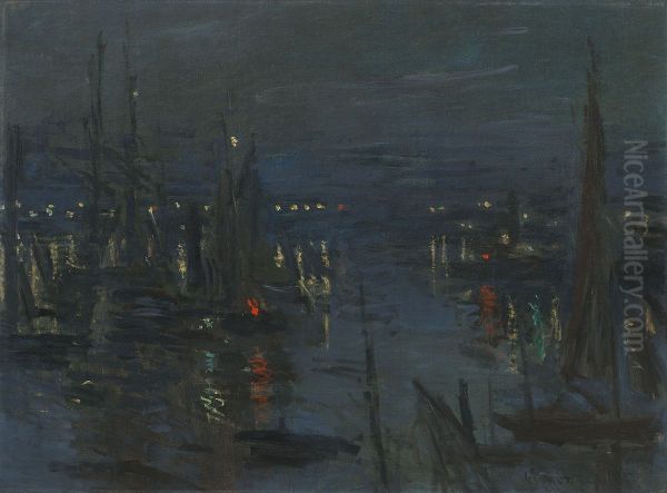 Der Hafen von Le Havre am Abend Oil Painting by Claude Oscar Monet