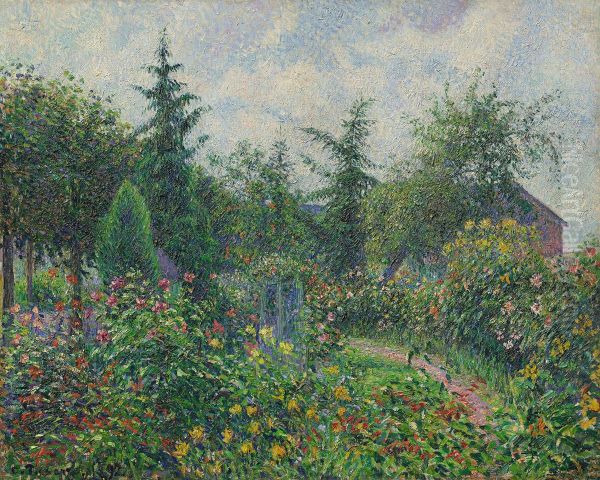 Garden and Henhouse at Octave Mirbeau's, Les Damps Oil Painting by Camille Pissarro