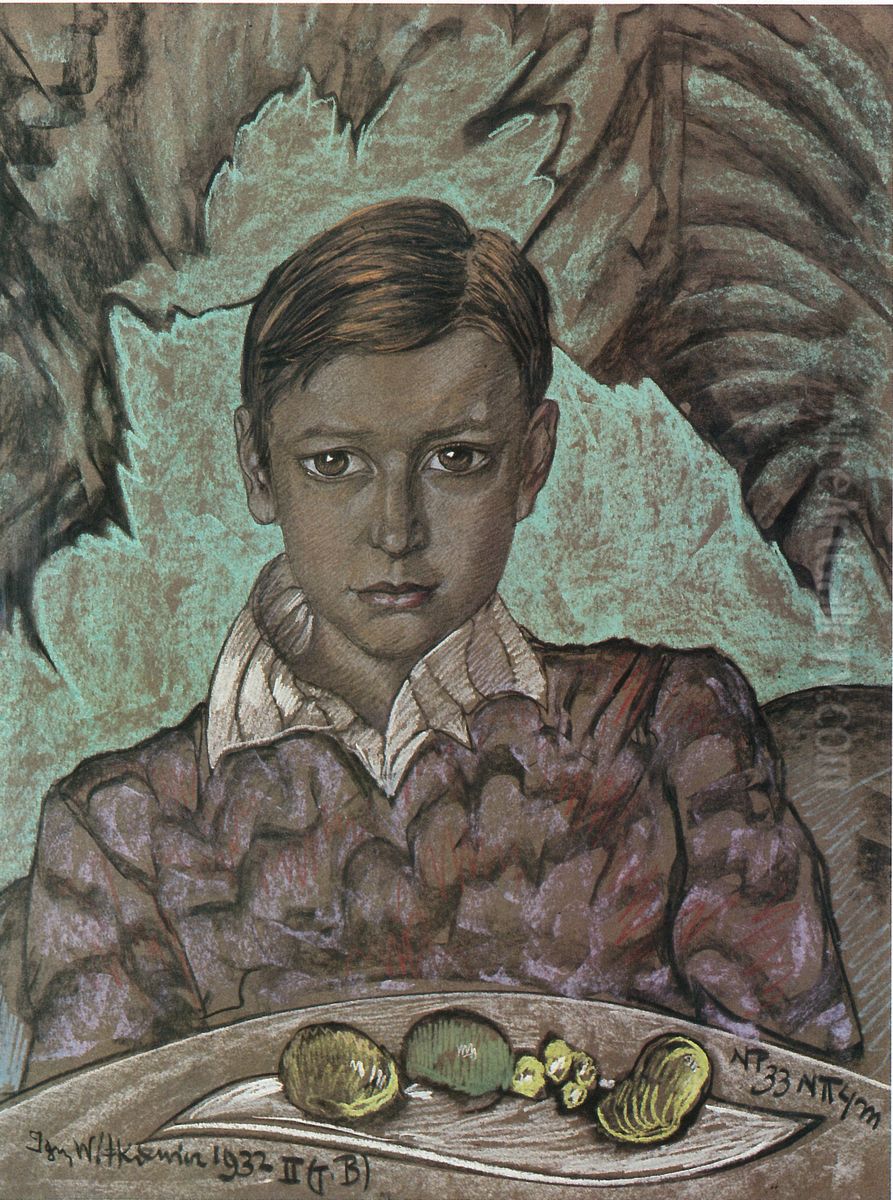 Portrait of Juliusz Oszacki, at the age of 12 Oil Painting by Stanislaw Ignacy Witkiewicz (Witkacy)