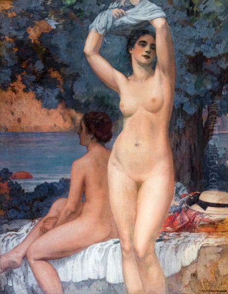 Deux nus devant la mer - Pierre Magnan-Bernard - Musee des Beaux-Arts de Gaillac Oil Painting by Pierre Magnan-Bernard