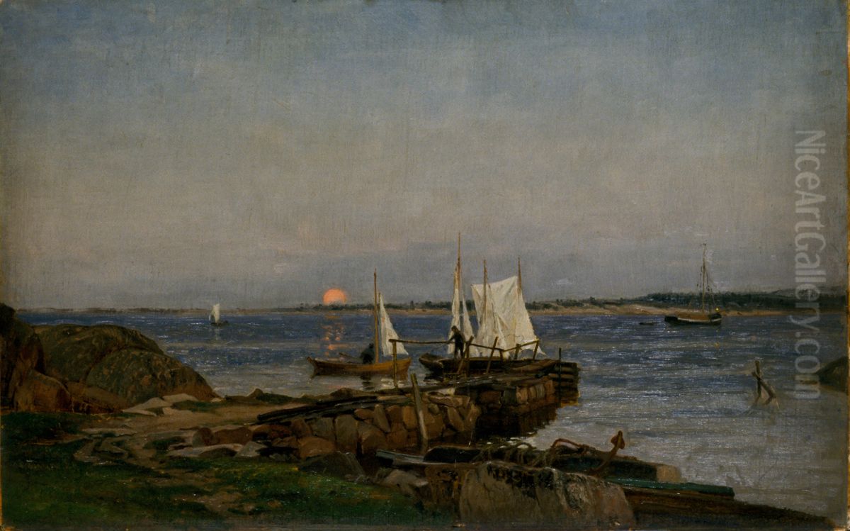 Sommernatt, Hvaler Oil Painting by Amaldus Nielsen