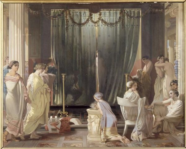 Zeuxis choisissant ses modeles Oil Painting by Victor Mottez