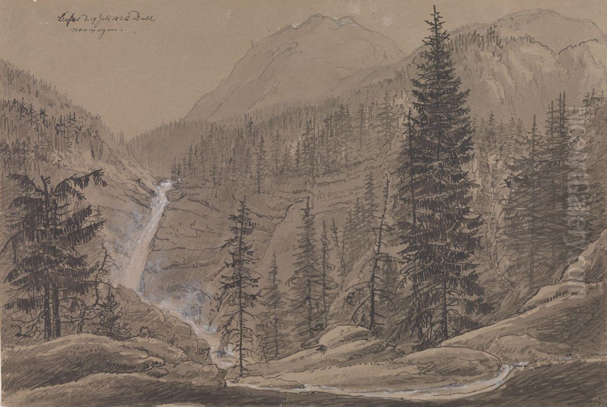 Lifoss, Telemark Oil Painting by Johan Wilhelm Ludwig Dahl