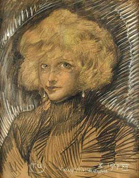 Portret Olgi Wojakowej Oil Painting by Stanislaw Ignacy Witkiewicz