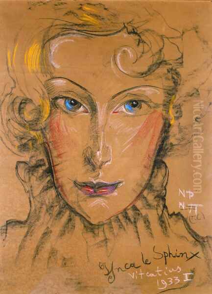 Portrait of Janina Turowska-Leszczynska, Sphinx Oil Painting by Stanislaw Ignacy Witkiewicz (Witkacy)