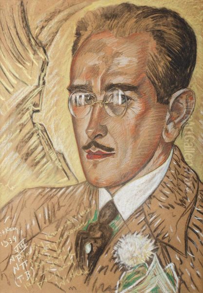 Portrait of Eugeniusz Konarski Oil Painting by Stanislaw Ignacy Witkiewicz