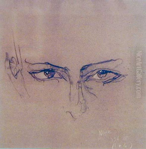 Portret Marii Kaminskiej, oczy Oil Painting by Stanislaw Ignacy Witkiewicz