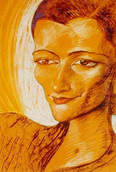 Portrait of Maria Kaminska Oil Painting by Stanislaw Ignacy Witkiewicz