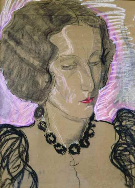 Portrait of a woman Oil Painting by Stanislaw Ignacy Witkiewicz (Witkacy)
