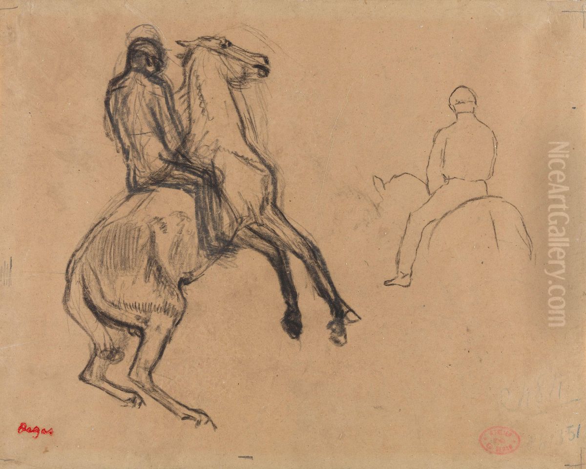 Studies of a Horse and Rider Oil Painting by Edgar Degas