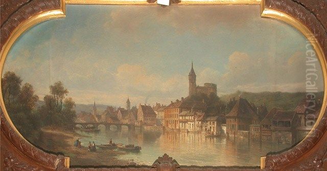 Vue de Schaffhouse Oil Painting by Pierre-Justin Ouvrie