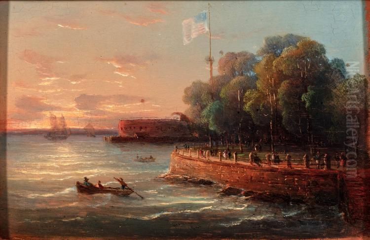 Castle Garden and Battery Oil Painting by Regis Francois Gignoux