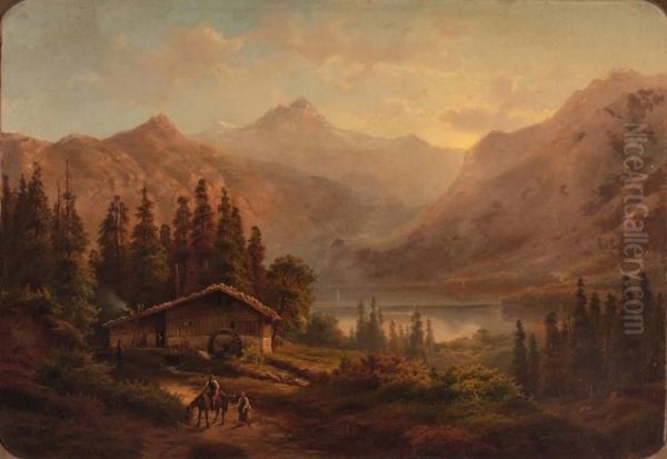 Old Mill in the Alps Oil Painting by Georg Engelhardt