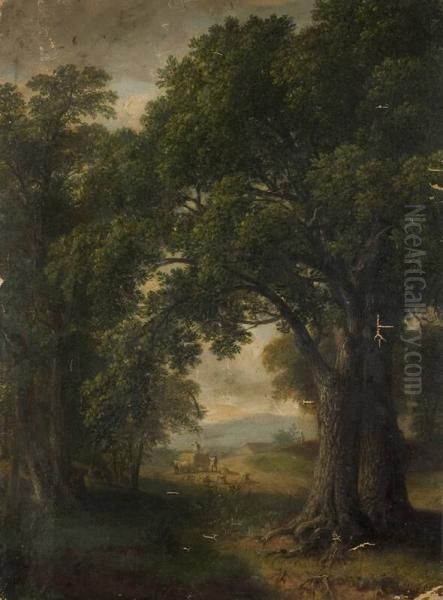 Haying at the Edge of the Woods Oil Painting by Asher Brown Durand