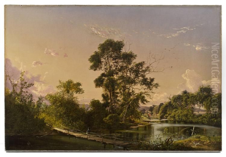 On the Unadilla at New Berlin, Chenango County, New York Oil Painting by David Johnson