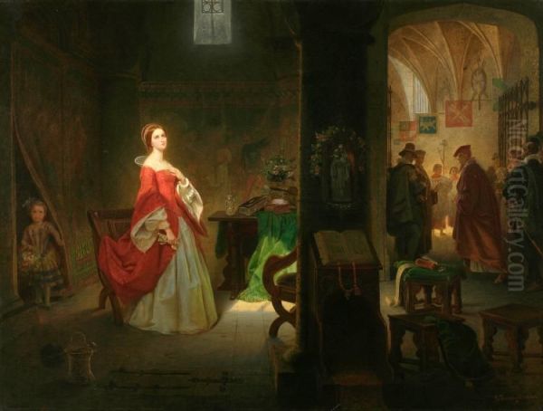 Princess Elizabeth in the Tower Oil Painting by Emanuel Leutze