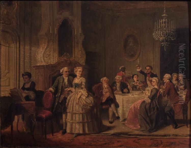 The Toast (Le Souper) Oil Painting by Piet Van Wijngaerdt