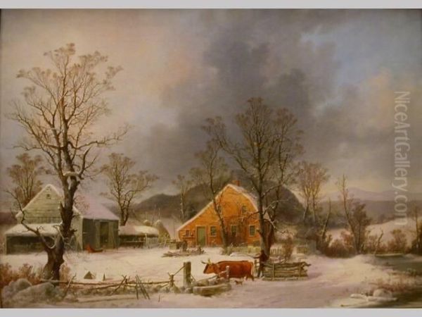 Returning to the Farm Oil Painting by George Henry Durrie