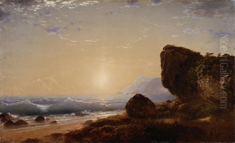 Sunset on the Coast (Seashore) Oil Painting by John Frederick Kensett