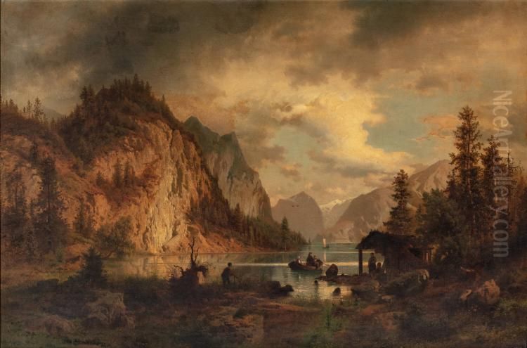 Fjord in Norway Oil Painting by Hermann Ottomar Herzog