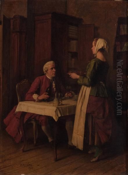 Breakfast Oil Painting by Eugene Fichel