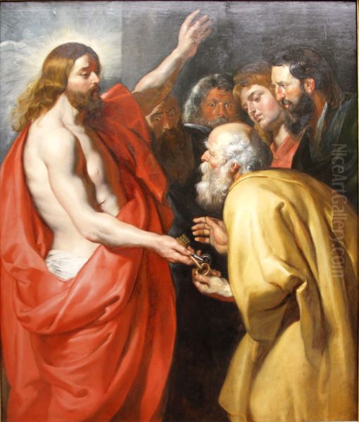 Christ giving the Keys of Heaven Oil Painting by Peter Paul Rubens