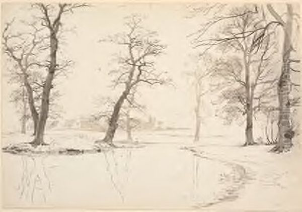 Aaen gennem Breelde skov ved Usserod Oil Painting by P. C. Skovgaard