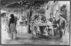 The piazza in Forte Dei Marmi, 9 people
