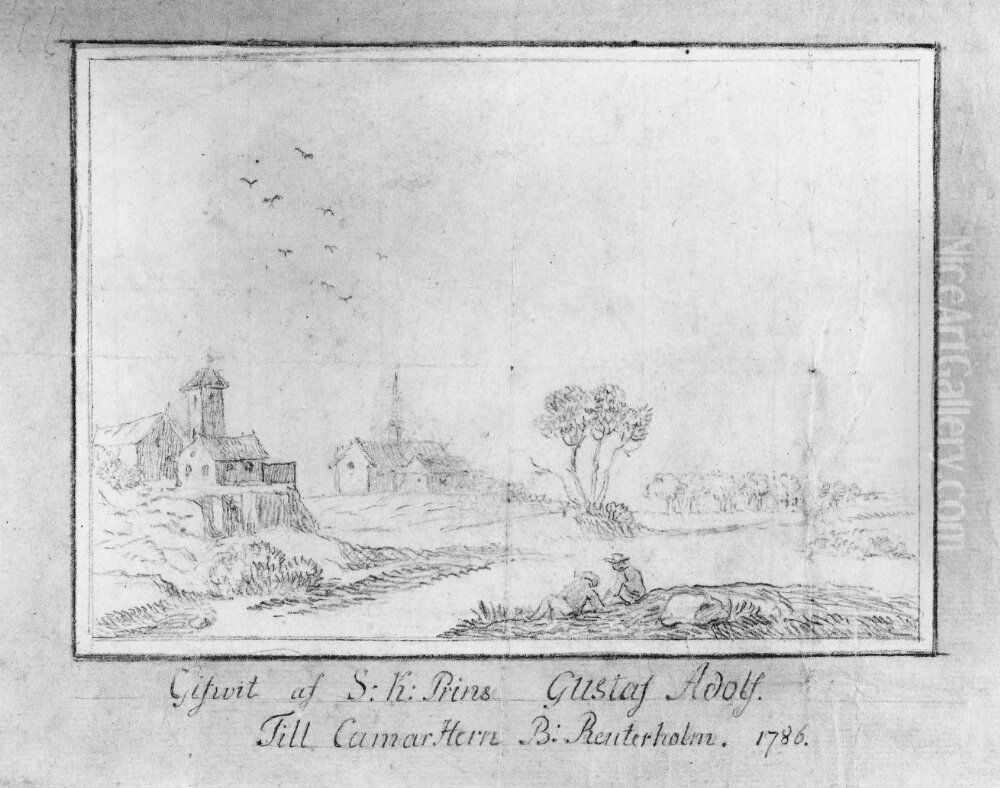 Landskap Oil Painting by Gustav IV Adolf of Sweden