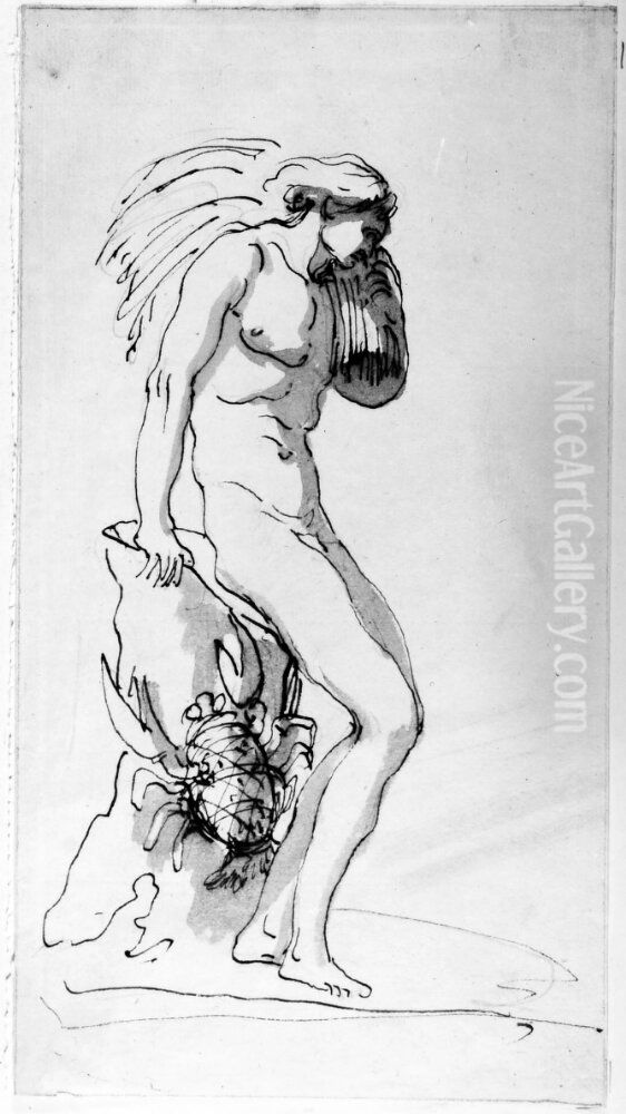 Allegorisk framstallning av augusti manad Oil Painting by Pierre Hubert L'Archeveque