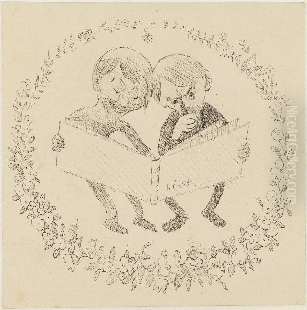 Sjalvportratt. Livets bok Oil Painting by Ivar Arosenius Sjalvportratt. Livets bok Oil Painting by Ivar Arosenius