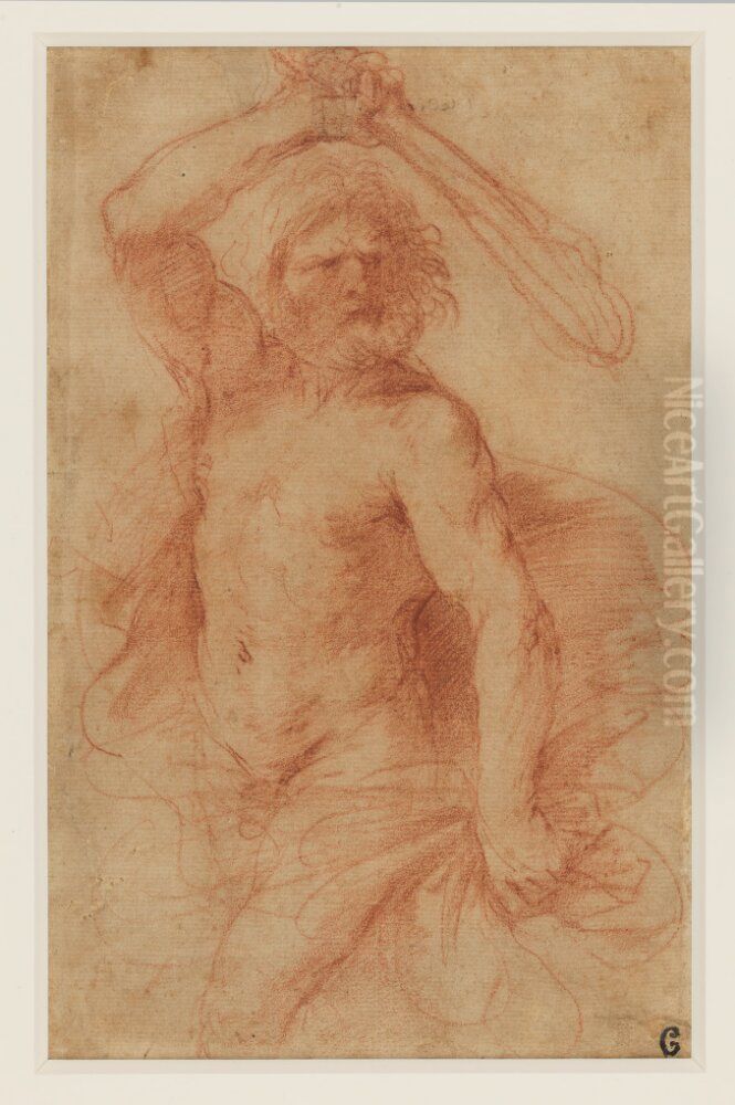 A Study for 'Hercules' Oil Painting by Giovanni Francesco Barbieri