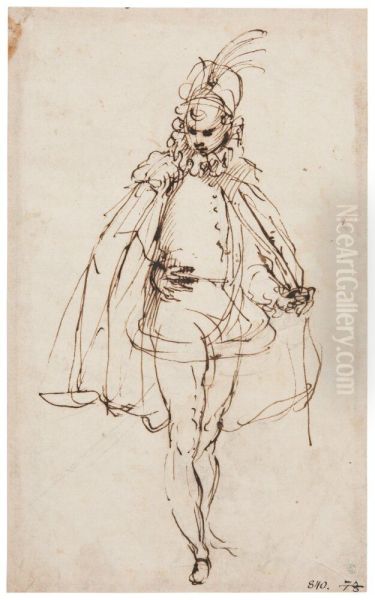 Standing Young Man Oil Painting by Annibale Carracci