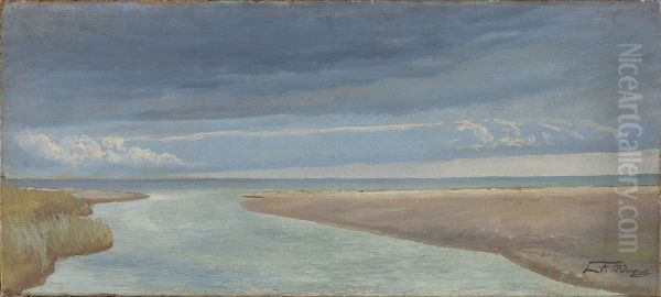 En strom mellem Karrebaek Fjord og havet Oil Painting by Laurits Andersen Ring