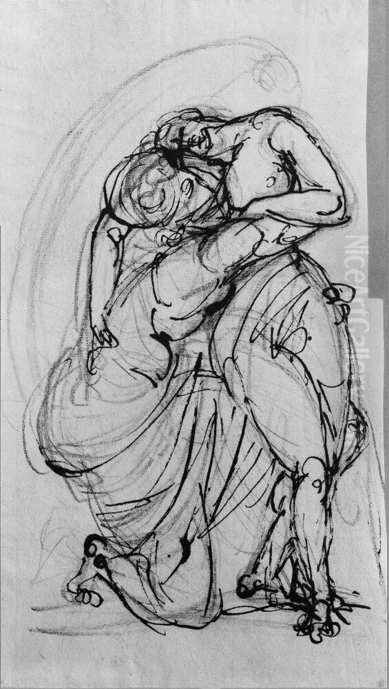 Mars and Venus, IV, sketch Oil Painting by Johan Tobias Sergel