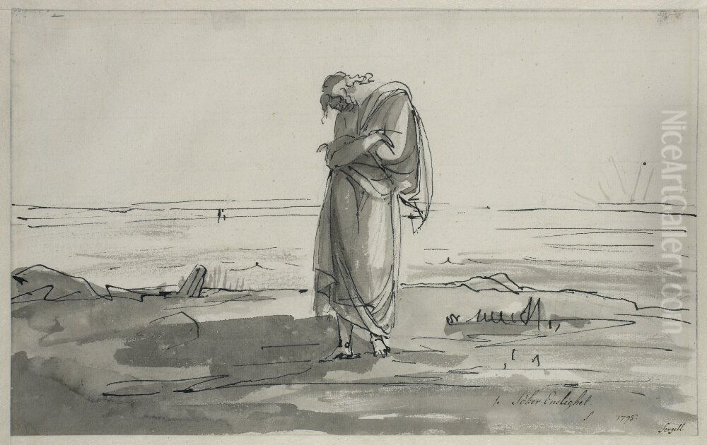 Soker Ensligheten. Blad 1 i Melankolisviten Oil Painting by Johan Tobias Sergel