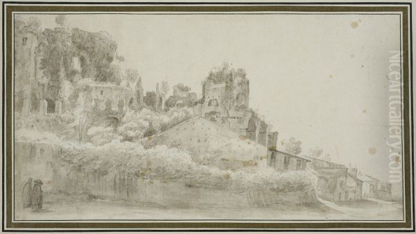 Sydsidan av Palatinen, Rom. Oil Painting by Herman Van Swanevelt