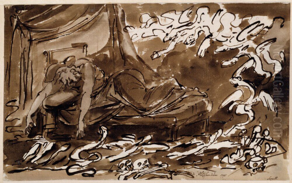 Plagsam drom. Blad 3 i Melankolisviten Oil Painting by Johan Tobias Sergel