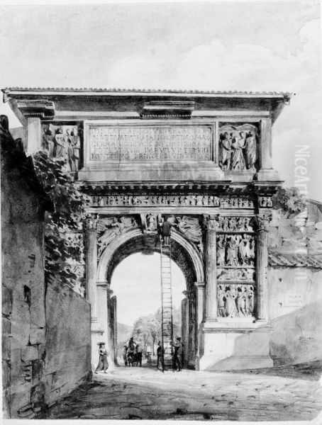 Trajanusbagen i Benevento, Italien Oil Painting by Fredrik Wilhelm Scholander