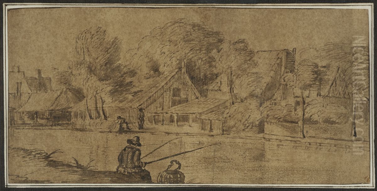 Byggnader vid floden Vecht Oil Painting by Rembrandt Byggnader vid floden Vecht Oil Painting by Rembrandt