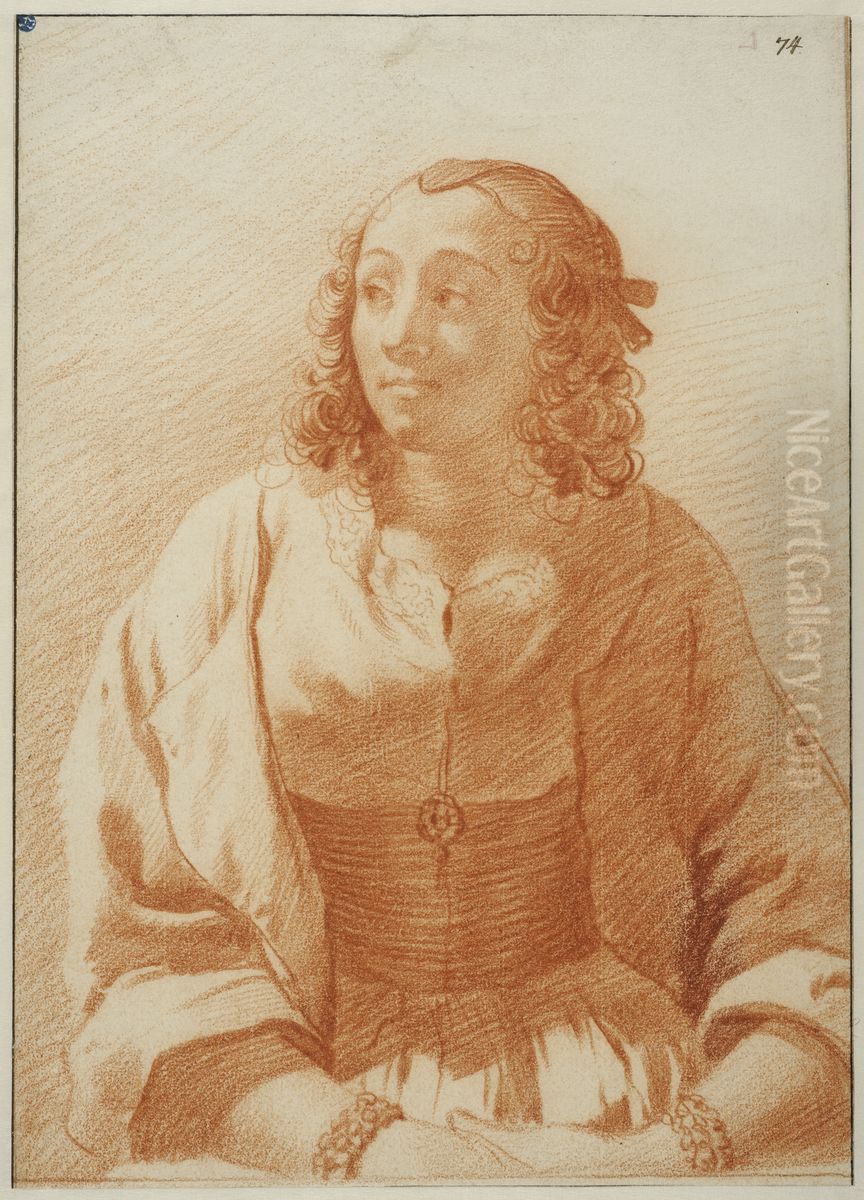 Portratt av ung kvinna Oil Painting by Karel Dujardin