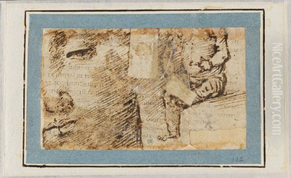 Fragment of a head of a woman and sitting boy Oil Painting by Lorenzo Di Credi