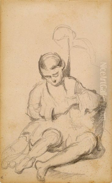 Boy Searching for Lice Oil Painting by Paul Cezanne