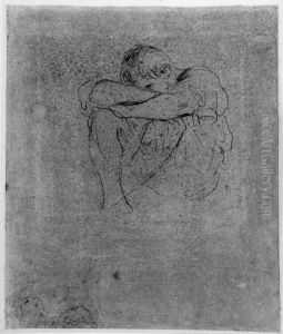 Preliminary study for the seated man in the foreground of the recto drawing