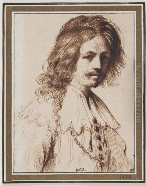 Young Man Wearing a Necklace Oil Painting by Guercino