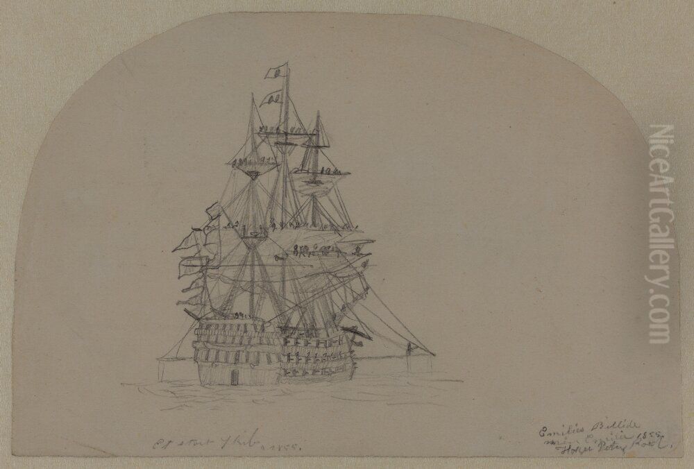 Et stort Skib, 1855 Oil Painting by Holger Roed