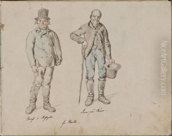 Bengt i Rislycke och Juan pa Ra. Ingar i skissbok Oil Painting by Kilian Zoll