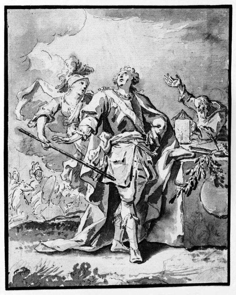 Faltherre omgiven av Minerva och filosofen Diogenes Oil Painting by Pierre Hubert L'Archeveque